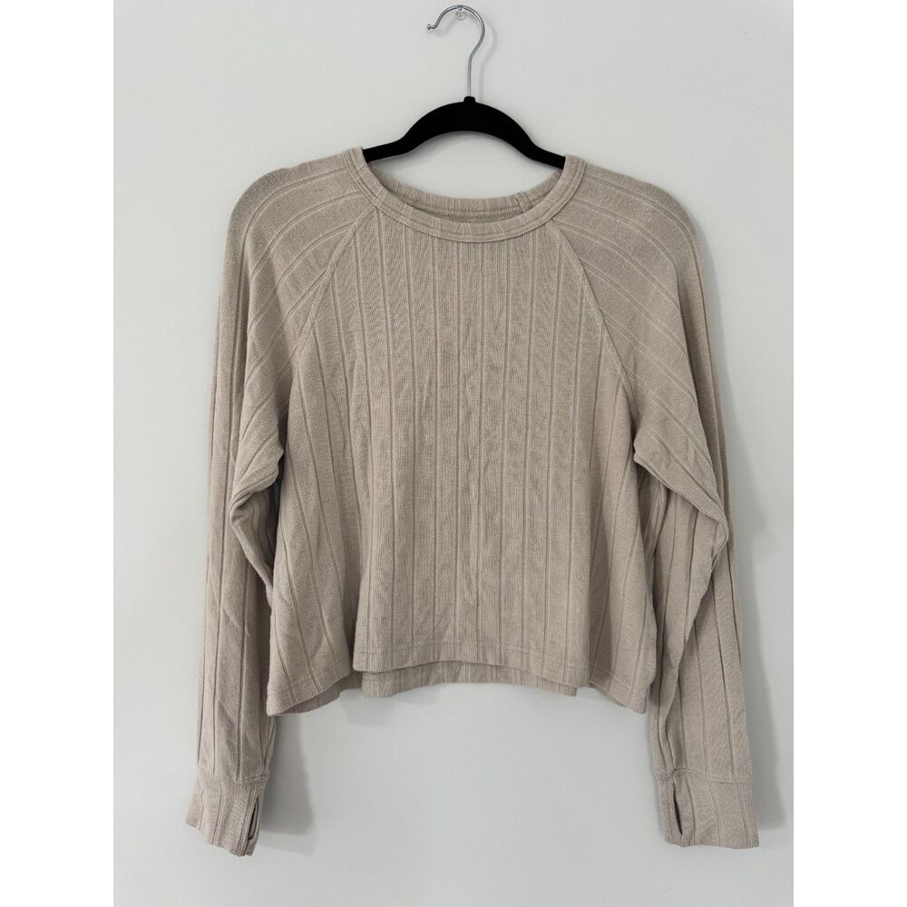 Offline by Aerie Cropped Ribbed Long Sleeve Top with Thumbholes